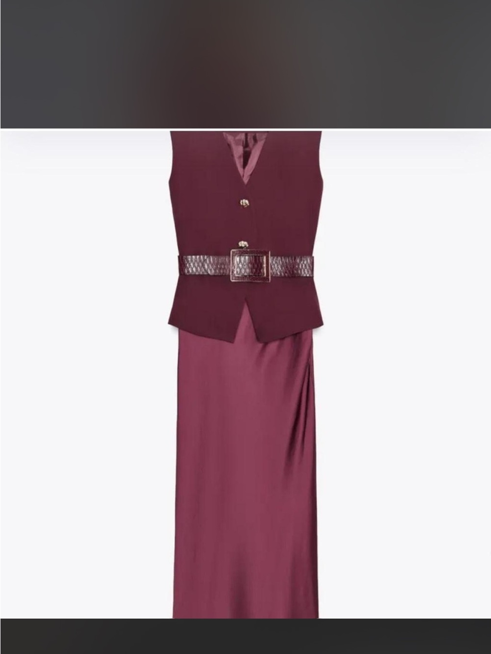 Zara Burgundy Two-Piece Dress with Belt